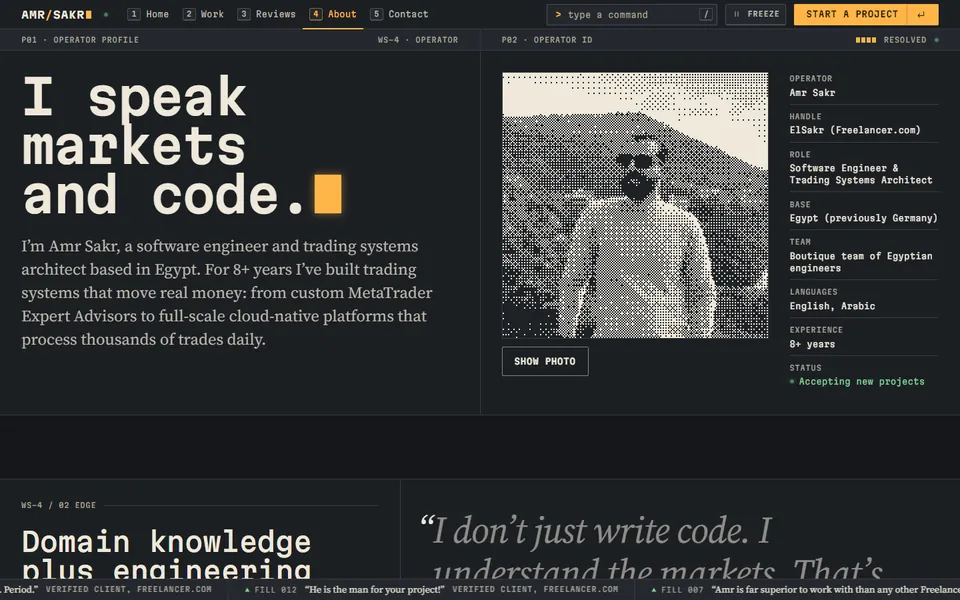 Live Terminal About page