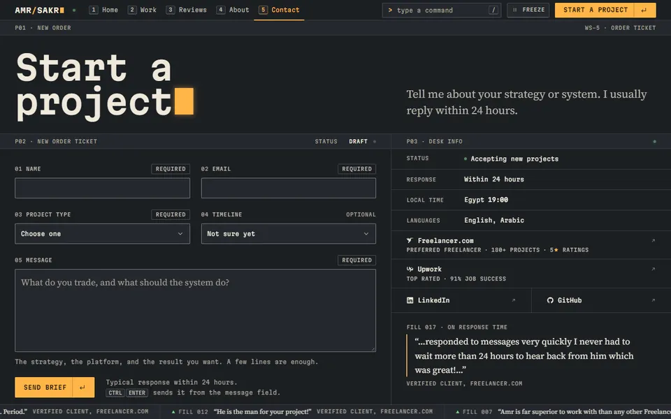 Live Terminal Contact page