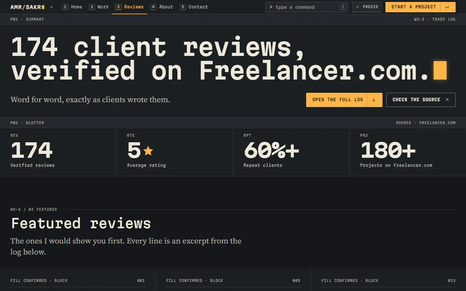 Live Terminal Reviews page