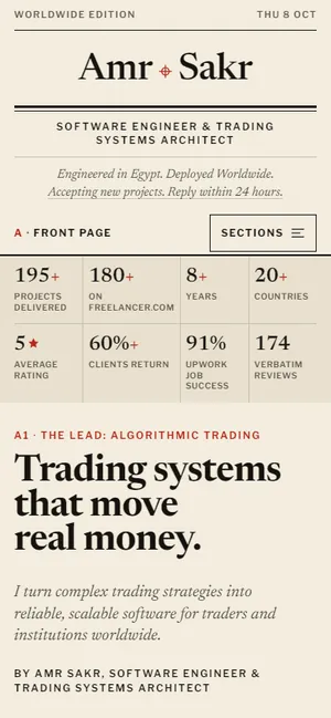 Editorial Ledger home page on a phone