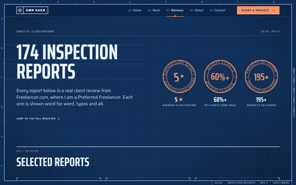 Blueprint Reviews page